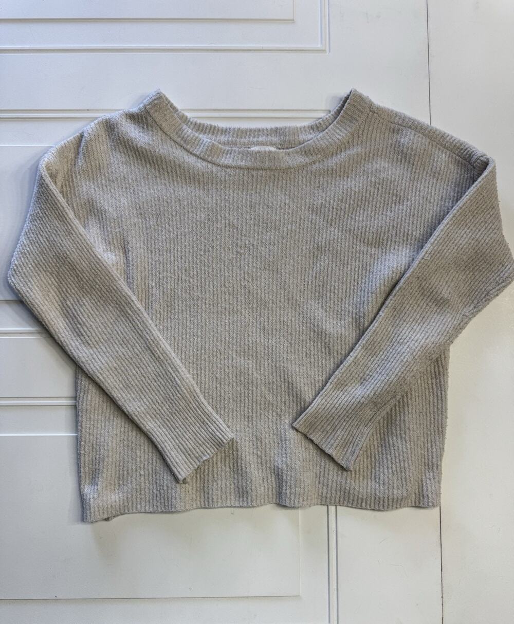 Hippie Rose Women's Sz S Knit Sweater Beige Tan Ribbed Crew Neck